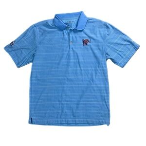 Used Nike Golf Memphis Tigers Football Light Blue Striped Polo Shirt Size Small
